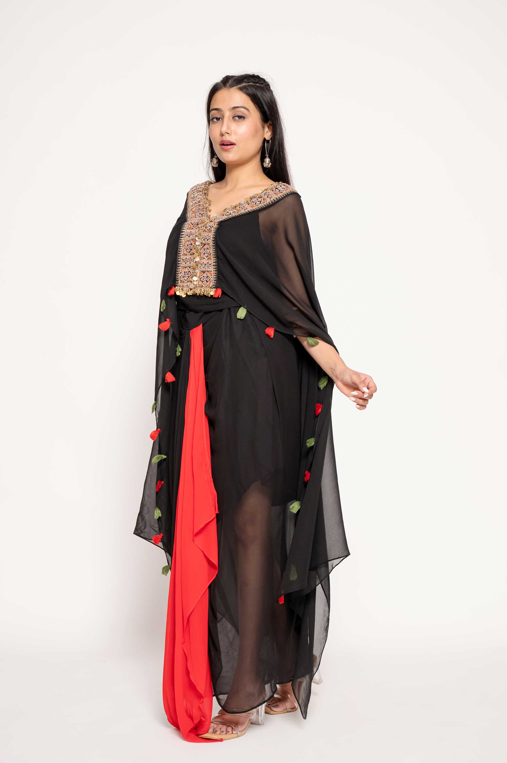 Festive V-Neck  Indowestern Coord