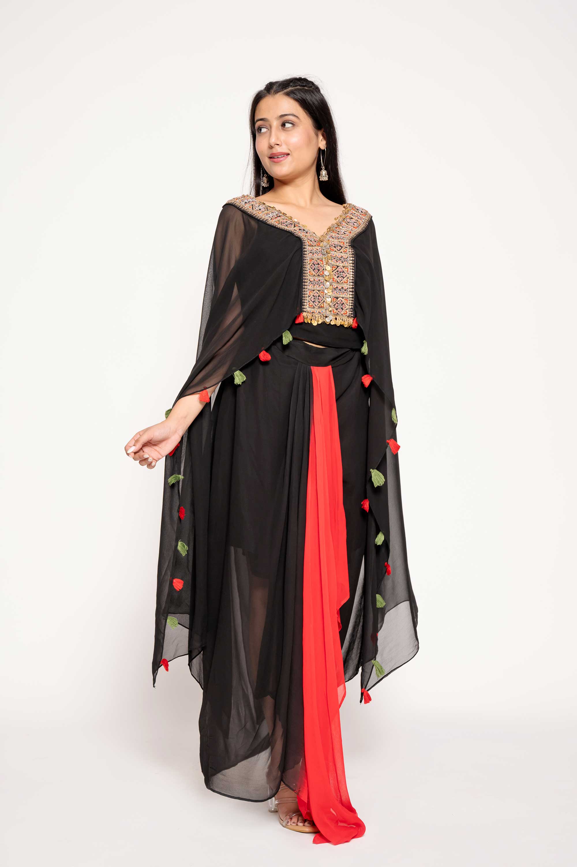 Festive V-Neck  Indowestern Coord