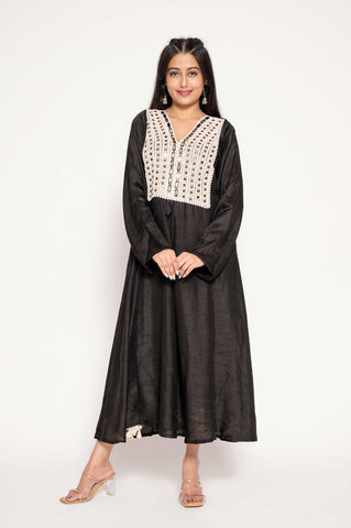 Contrast Glasswork-Yok Kurta Set