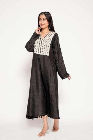 Contrast Glasswork-Yok Kurta Set