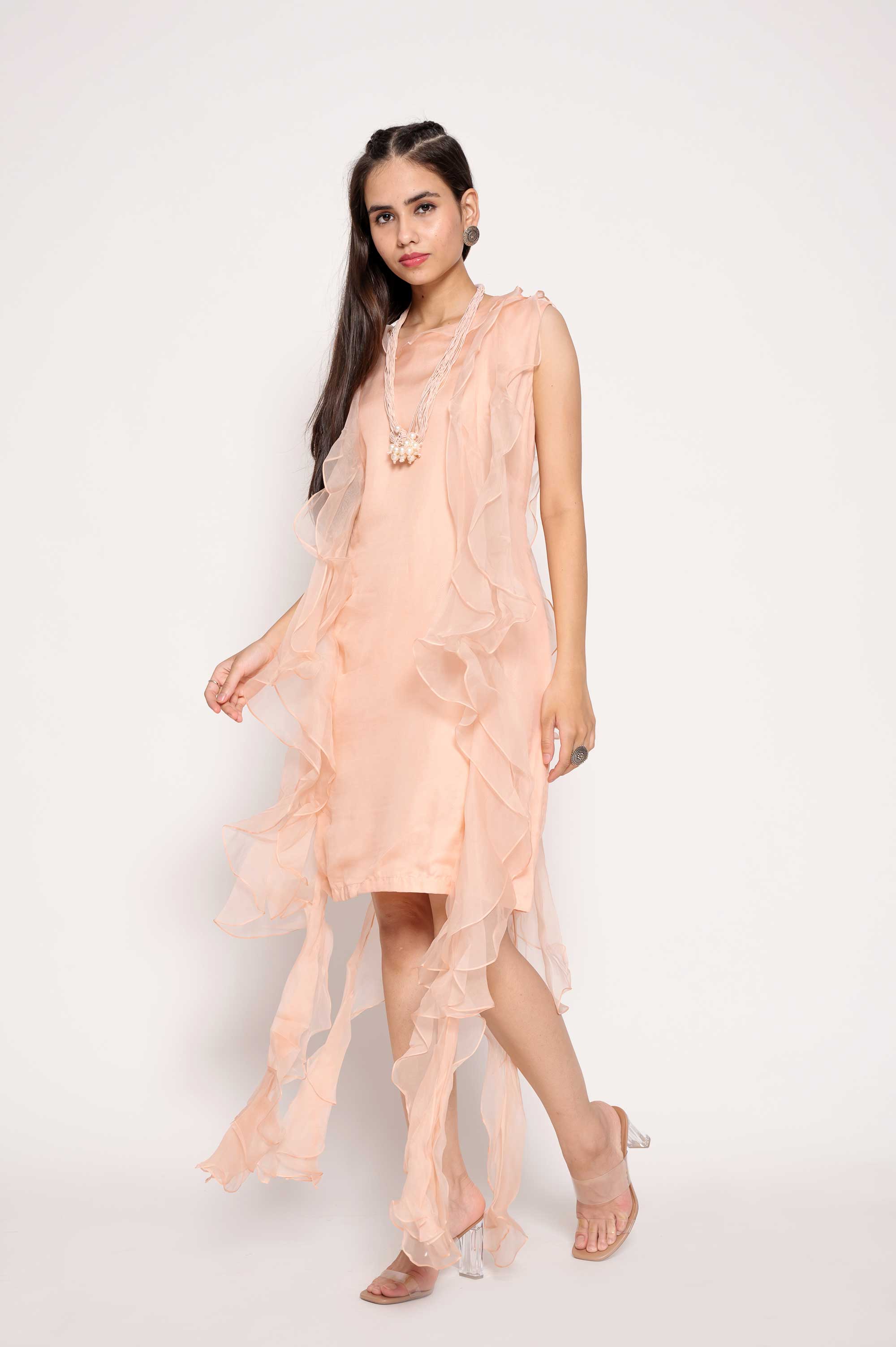 Short Pastel Dress with Frills