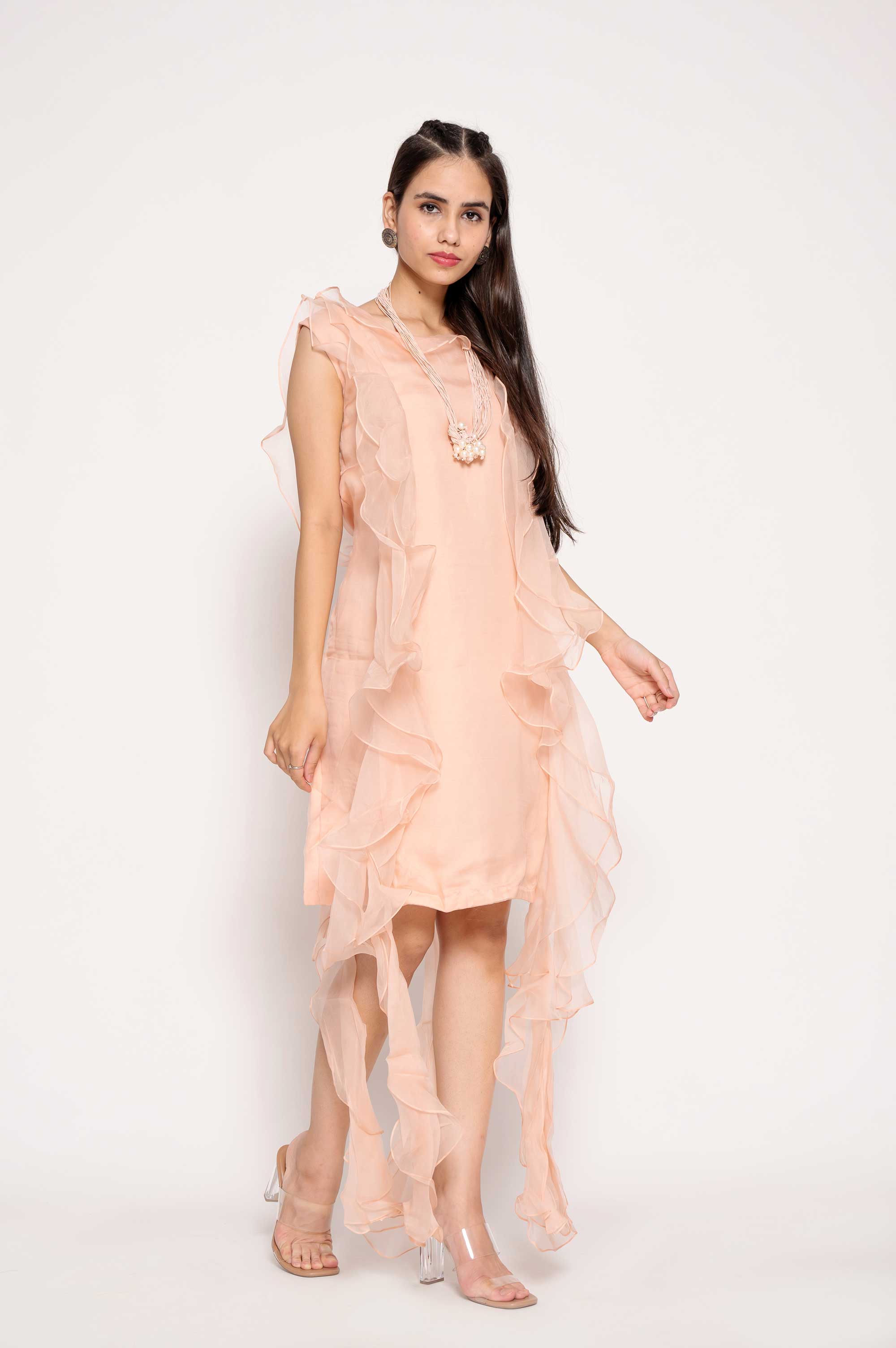 Short Pastel Dress with Frills