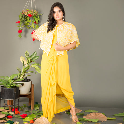 Draped Indowestern with pearl work