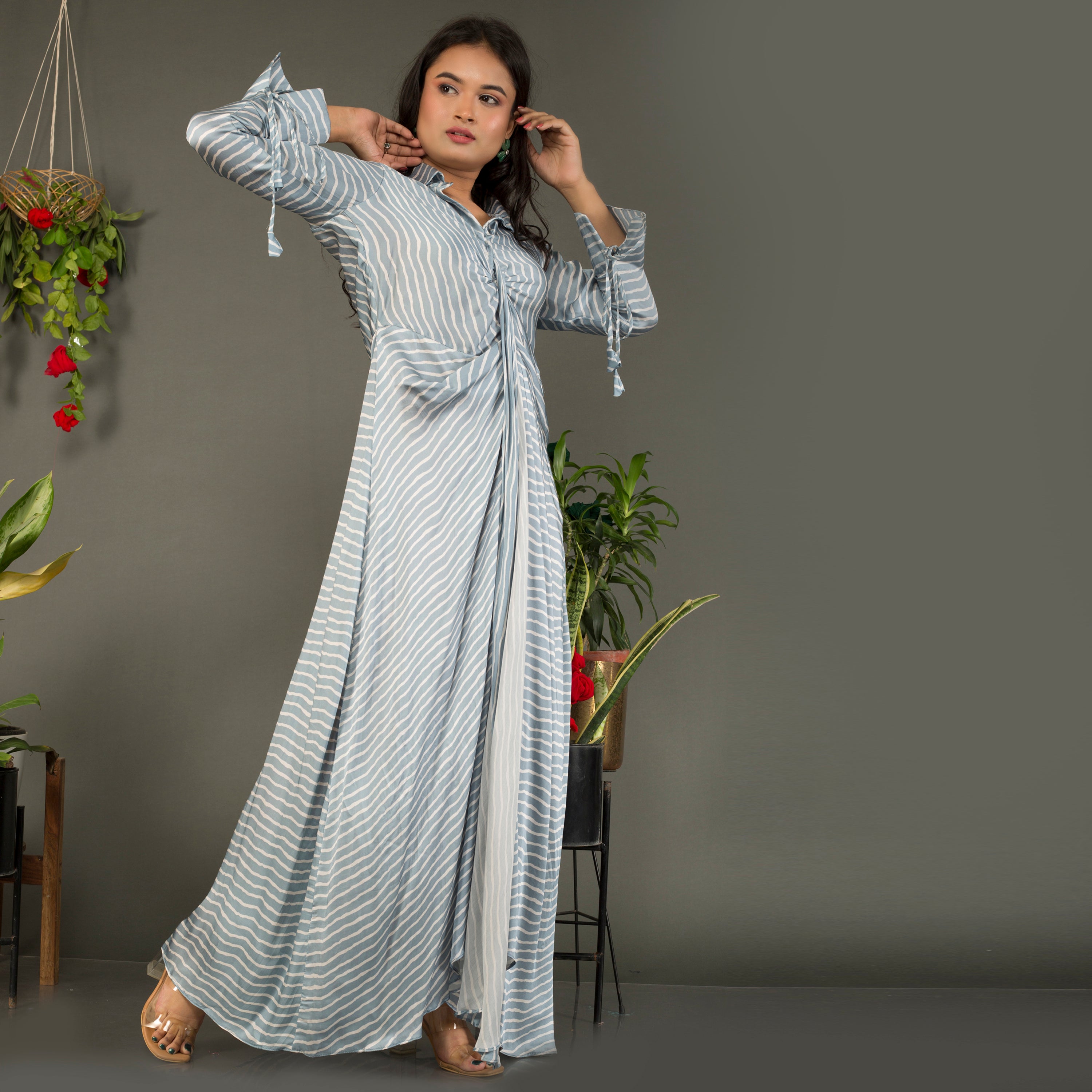 Collared lehriya dress