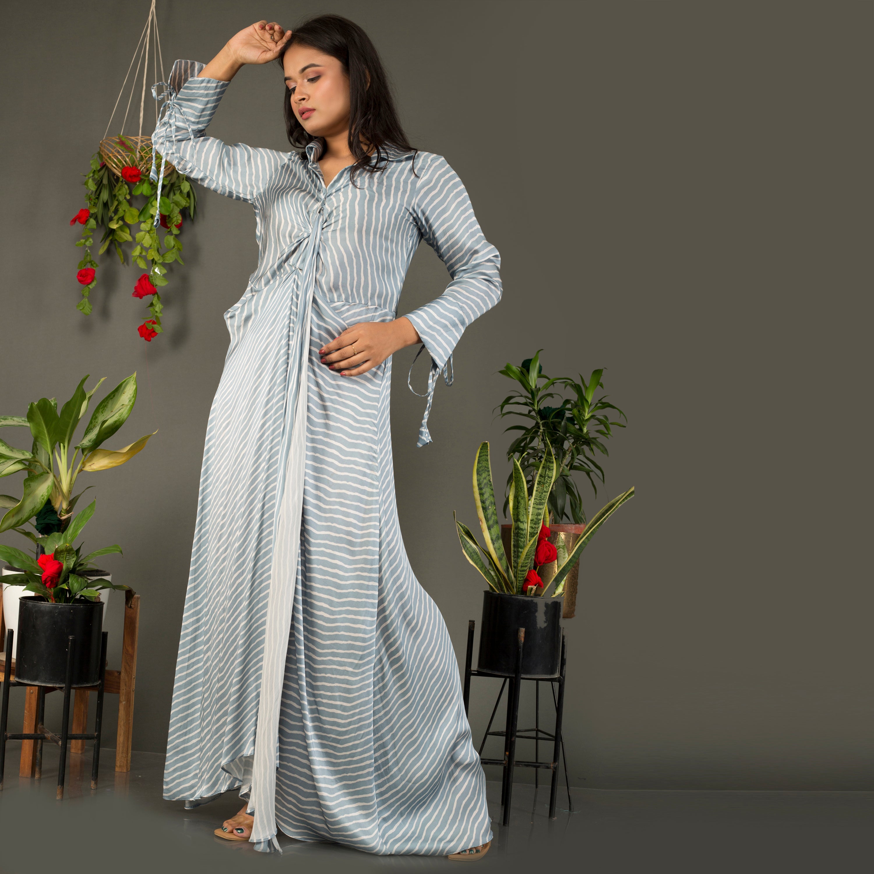 Collared lehriya dress