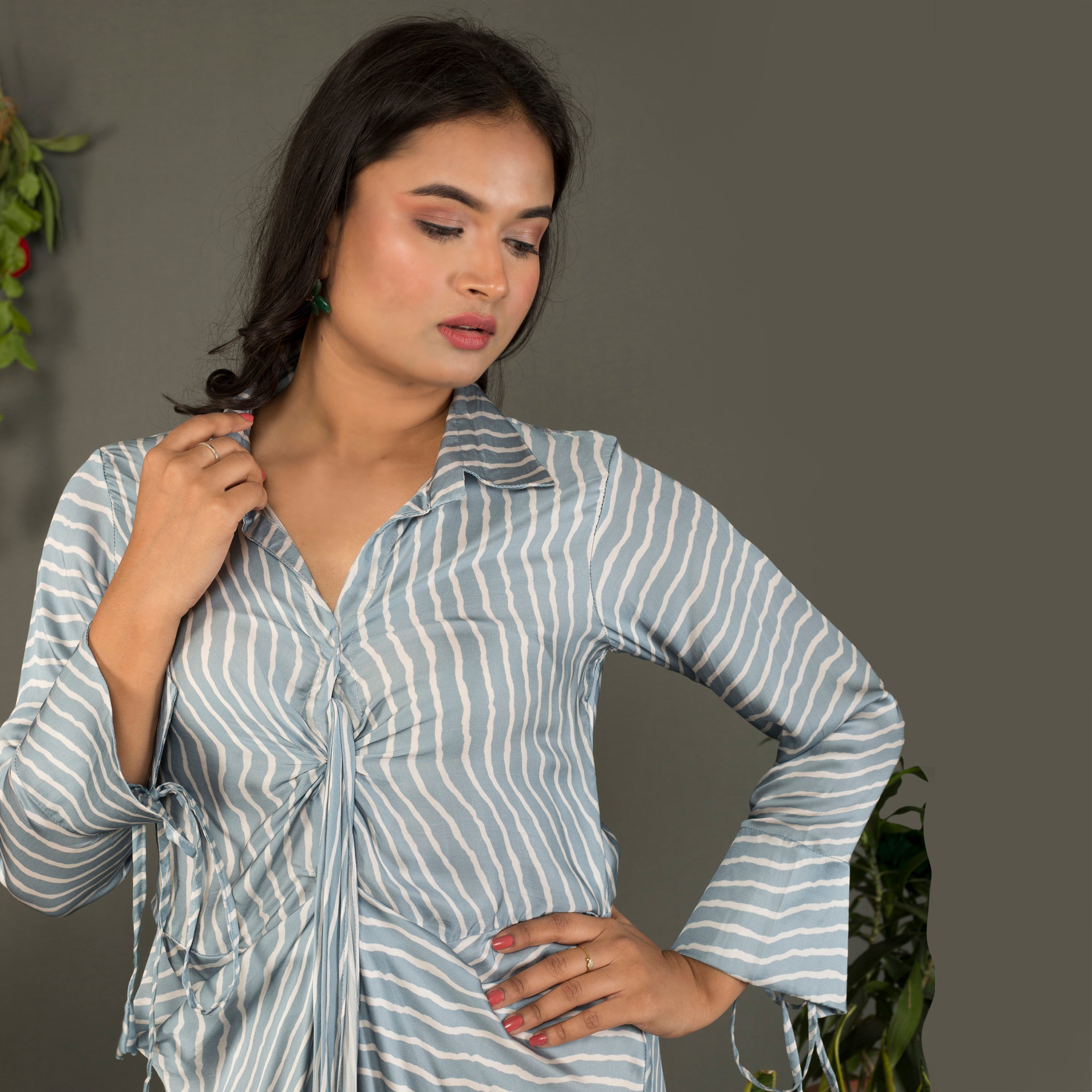 Collared lehriya dress