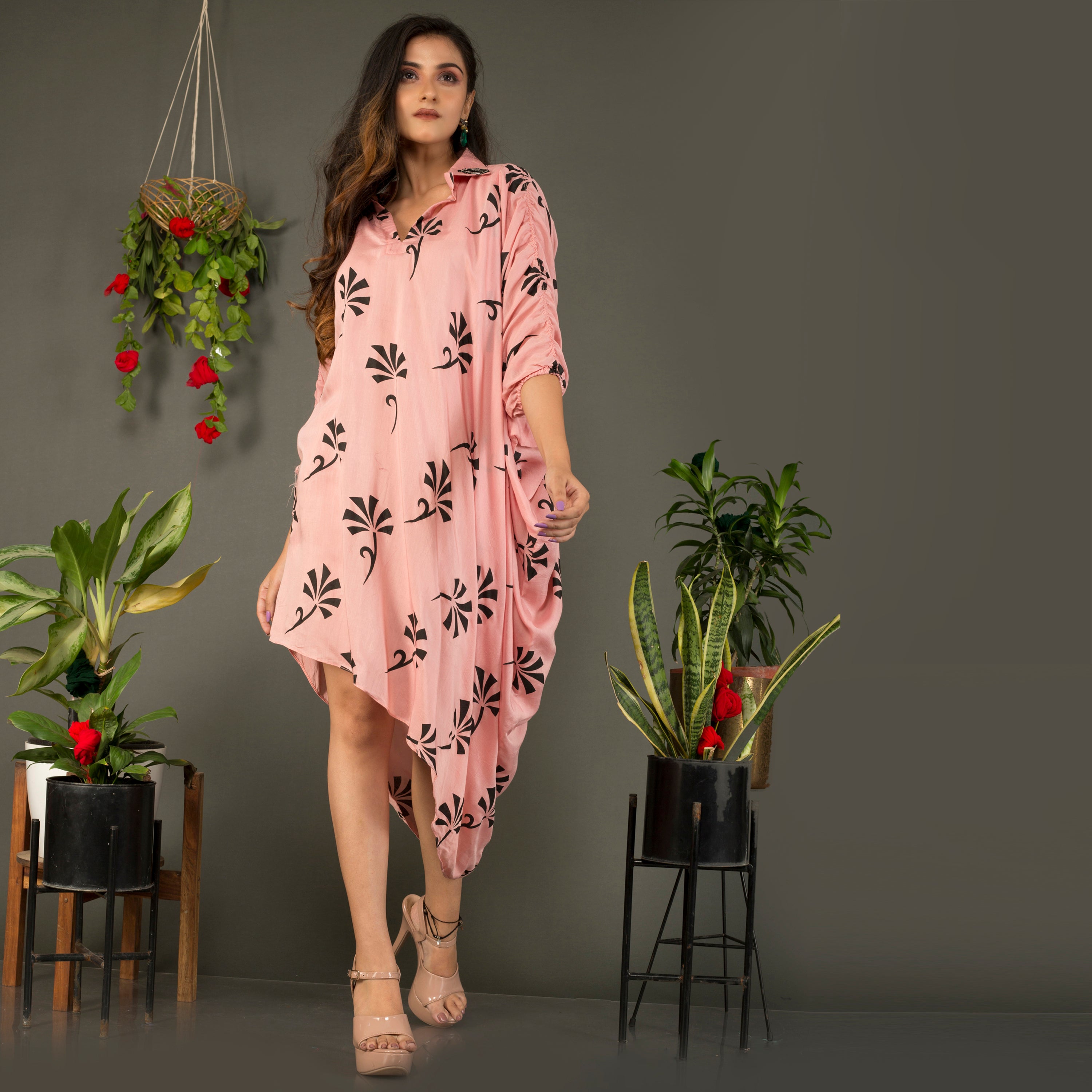 Draped cotton tunic