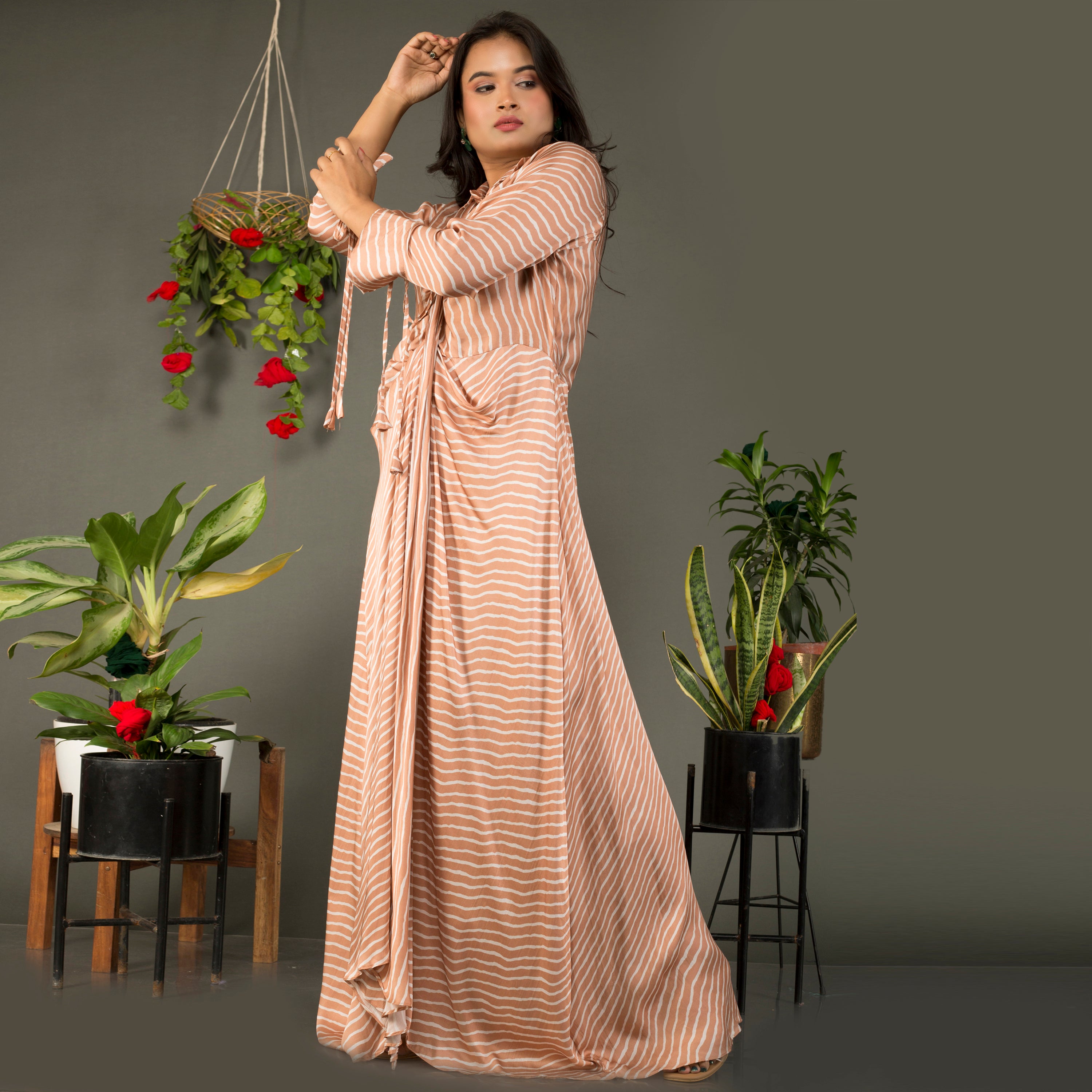 Collared lehriya dress