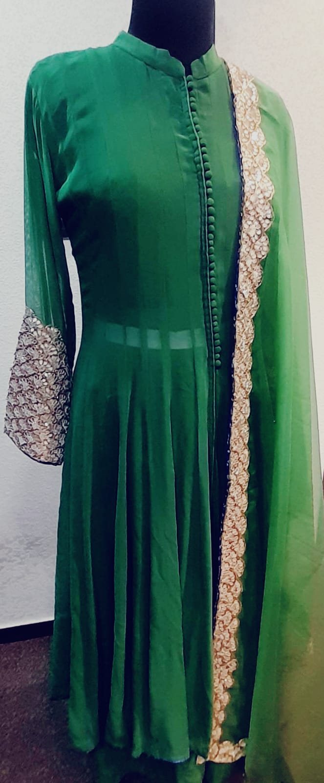 Kurta Set with Embroidered Sleeves and Dupatta