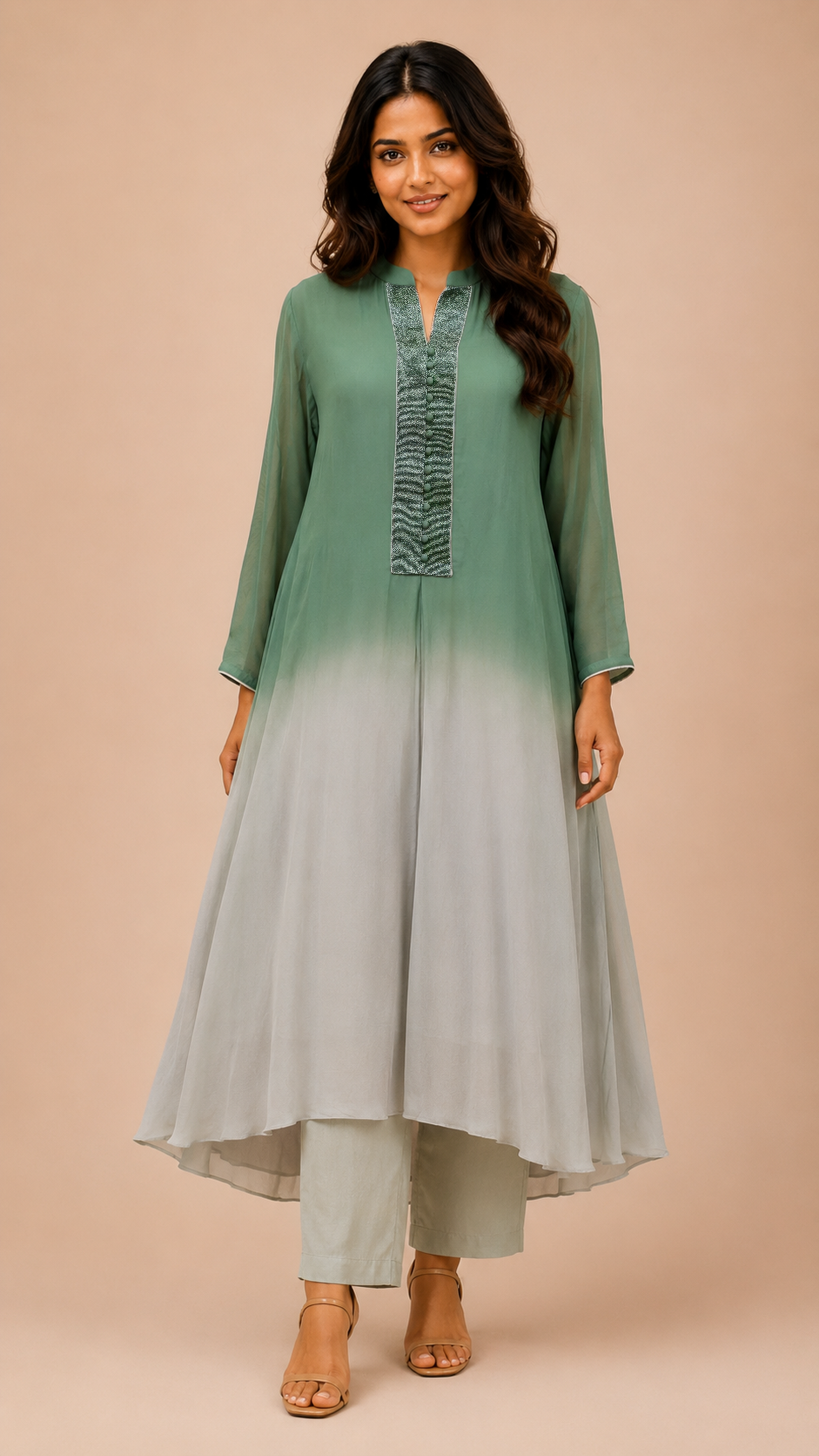 Ombre Flared Kurta Set