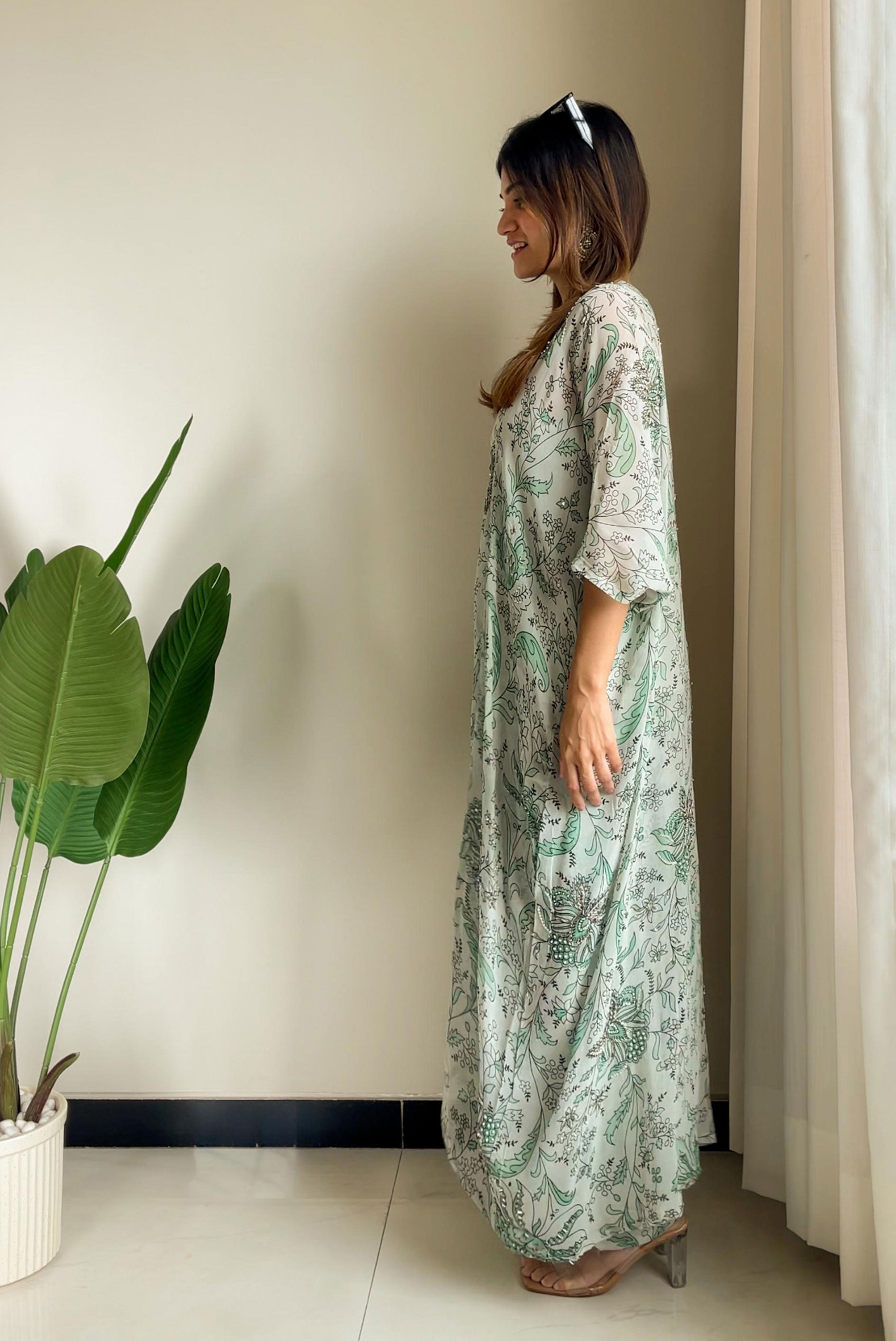 Printed Georgette Sequin Work Co-ord Set