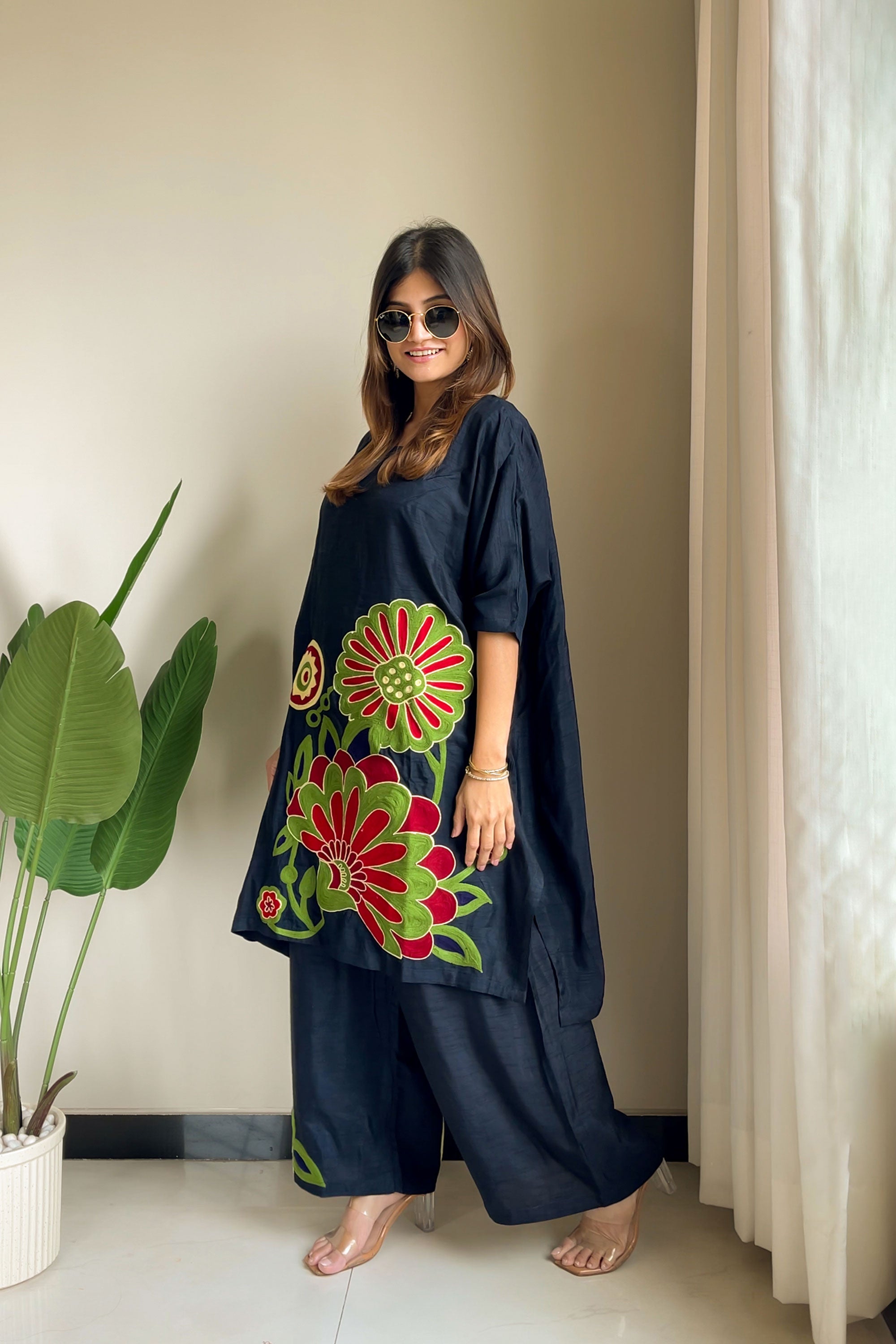 Over size co-ord set  with crewel Work