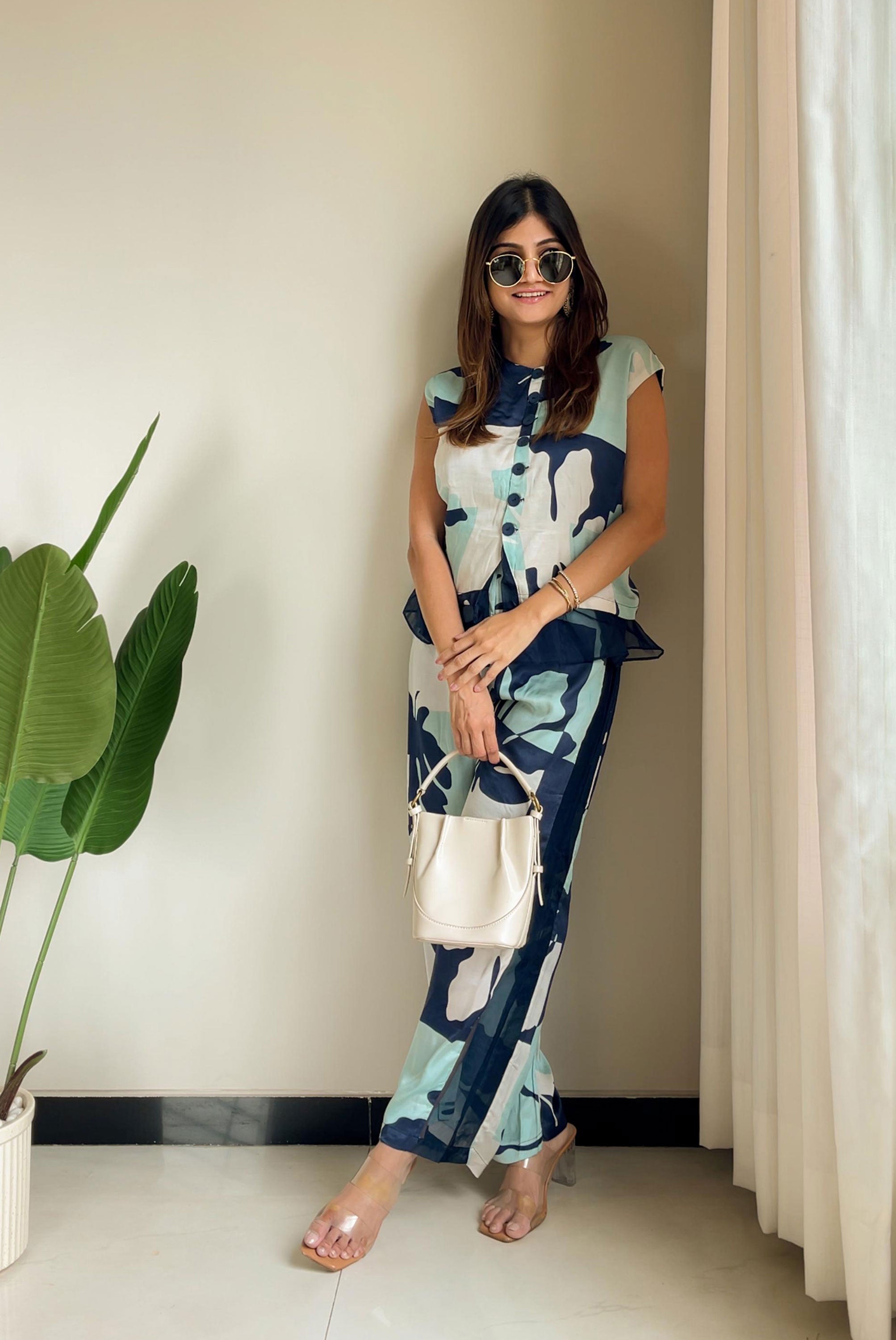 Printed Front Open Co-ord Set