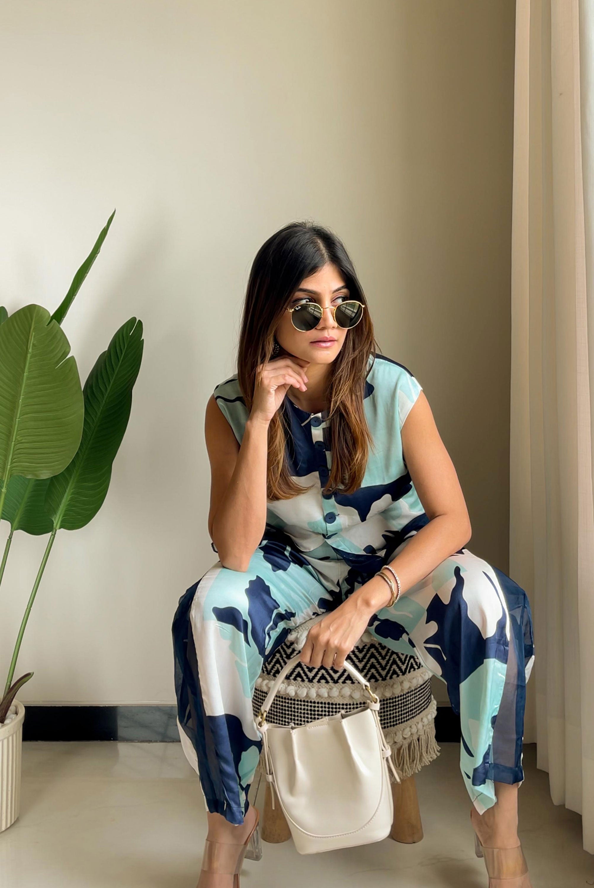 Printed Front Open Co-ord Set