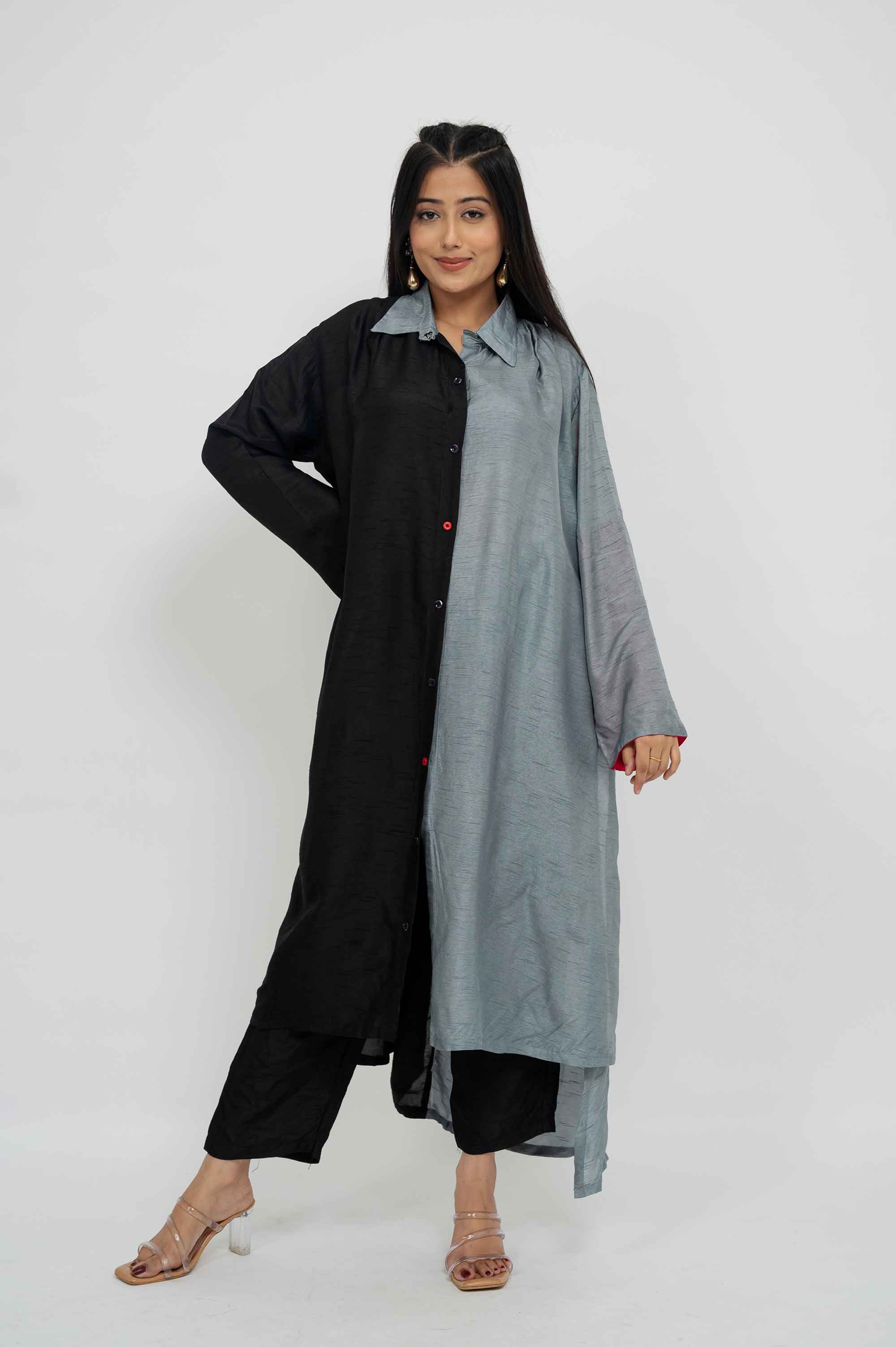 Dual Colour Half-half Kurta Set