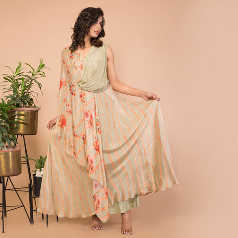 Layered flowy georgette gown