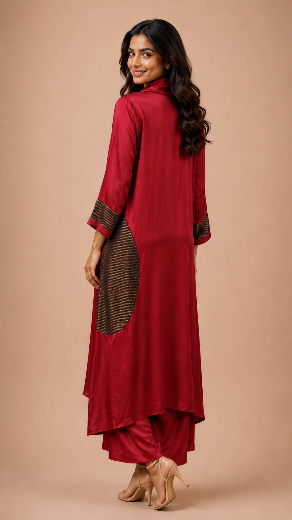 Cowl neck kurta with pant western ware