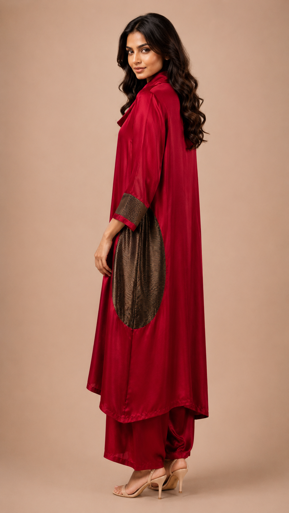 Cowl neck kurta with pant western ware