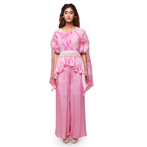 Flowy tie and dye co-ords set with belt