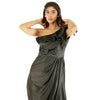 ONE SHOULDER DRAPED SATIN ONE PIECE