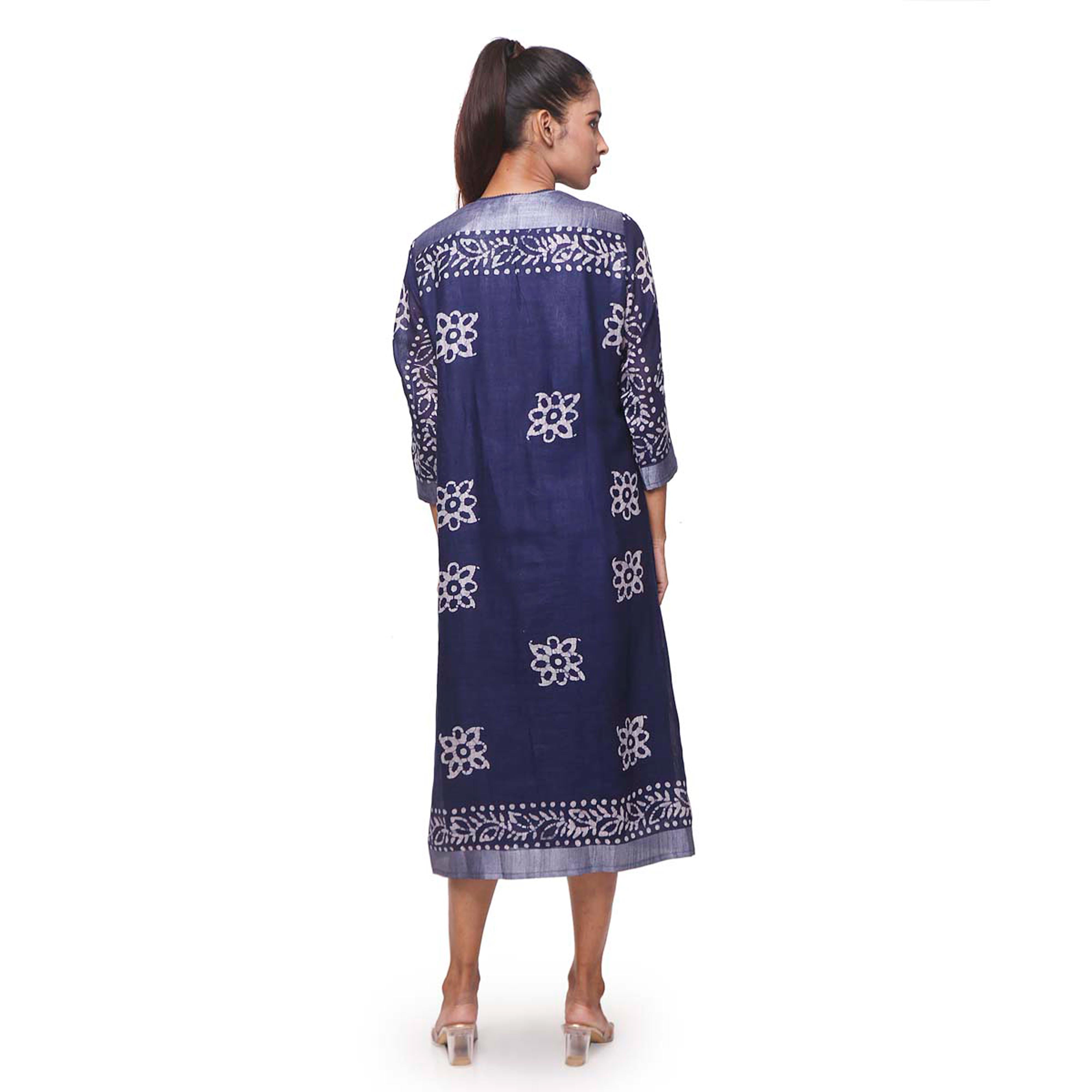 Batik Long Dress with white motifs