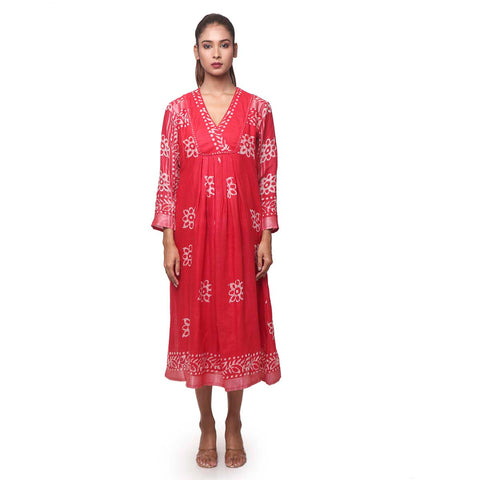Batik Long Dress with white motifs