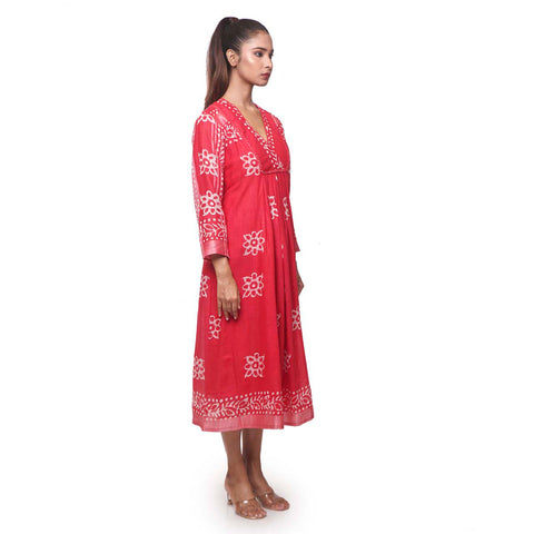 Batik Long Dress with white motifs