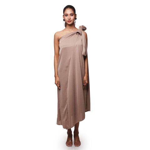 One Sided Knotted Sleeve Glitz & Glam Dress