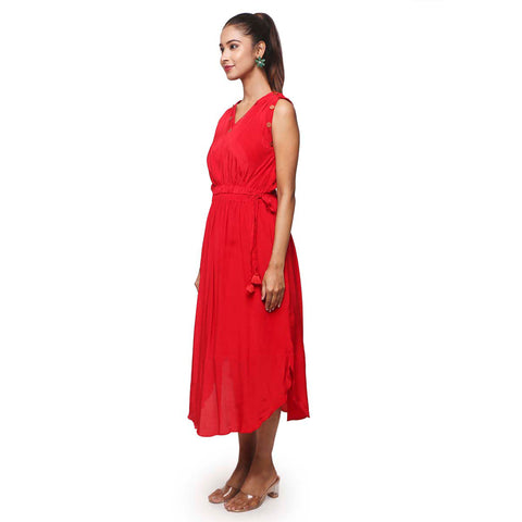 Sleeveless crepe midi dress